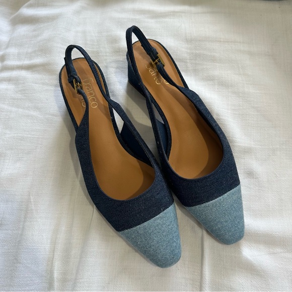 Franco Sarto Jacer Slingback Pump Block Heel in Two-toned Denim - Picture 2 of 7